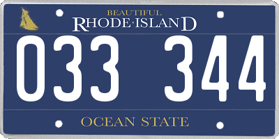 RI license plate 033344