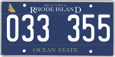 RI license plate 033355