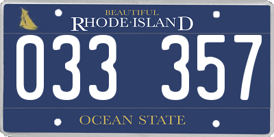RI license plate 033357