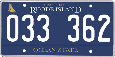 RI license plate 033362