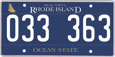 RI license plate 033363