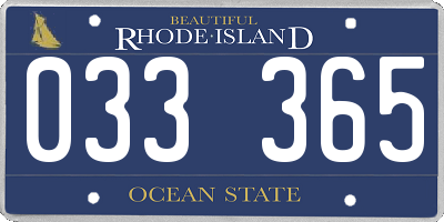 RI license plate 033365