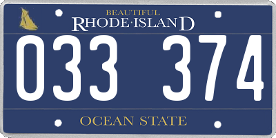 RI license plate 033374