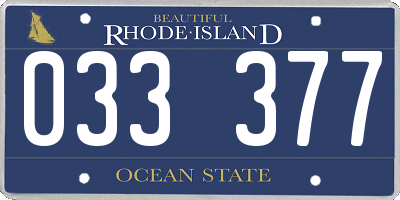 RI license plate 033377