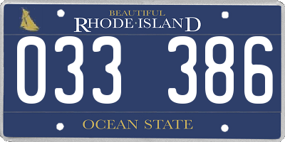 RI license plate 033386