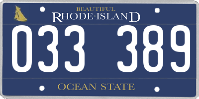 RI license plate 033389
