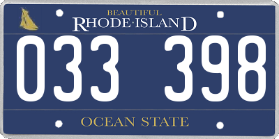 RI license plate 033398
