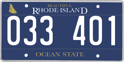 RI license plate 033401