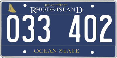 RI license plate 033402