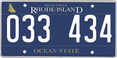 RI license plate 033434