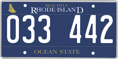 RI license plate 033442