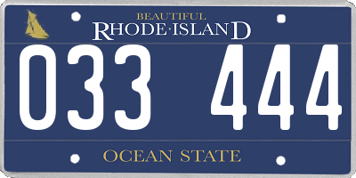 RI license plate 033444