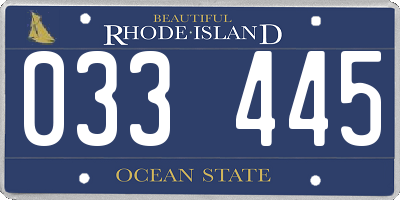 RI license plate 033445