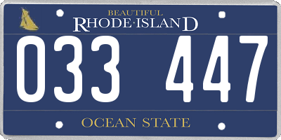 RI license plate 033447