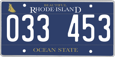 RI license plate 033453