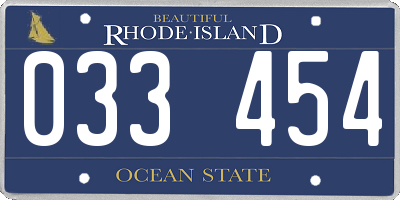 RI license plate 033454