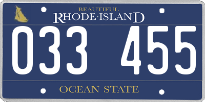 RI license plate 033455
