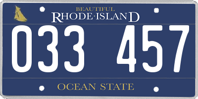RI license plate 033457