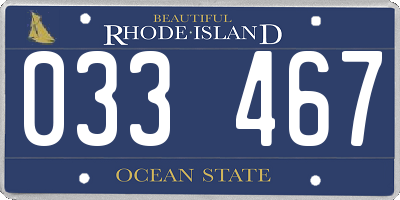RI license plate 033467