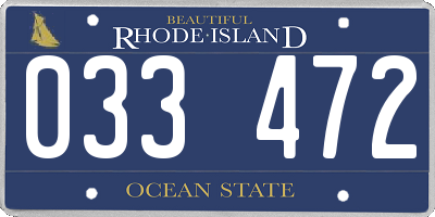 RI license plate 033472