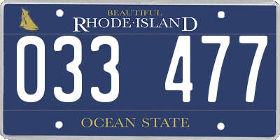 RI license plate 033477