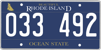RI license plate 033492