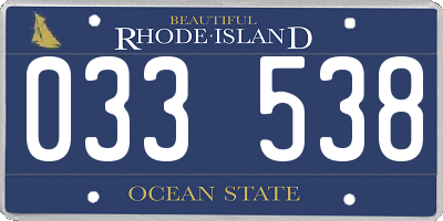 RI license plate 033538