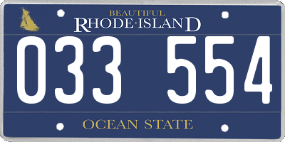 RI license plate 033554