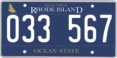 RI license plate 033567