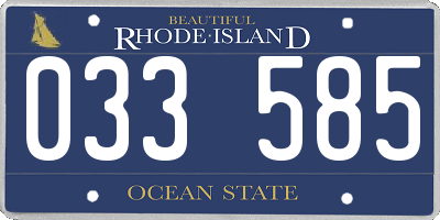 RI license plate 033585