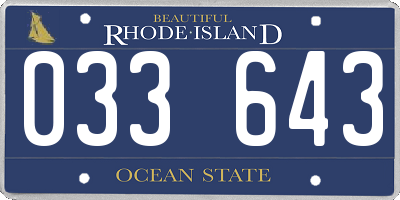 RI license plate 033643
