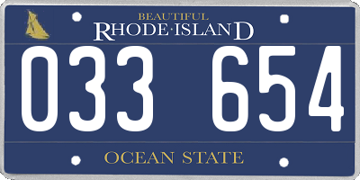 RI license plate 033654