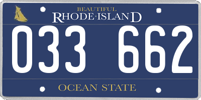 RI license plate 033662