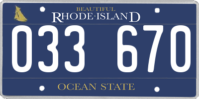 RI license plate 033670