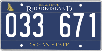 RI license plate 033671