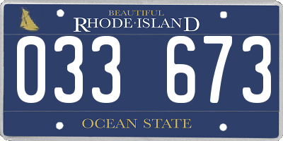RI license plate 033673