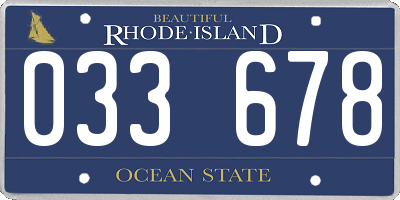 RI license plate 033678