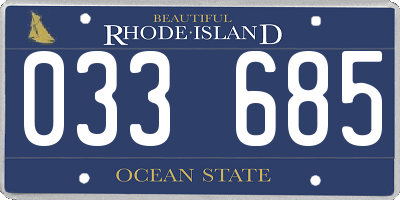 RI license plate 033685
