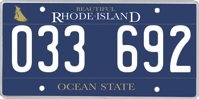 RI license plate 033692