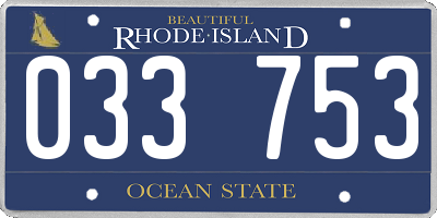 RI license plate 033753