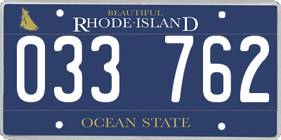 RI license plate 033762