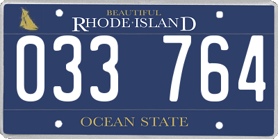 RI license plate 033764