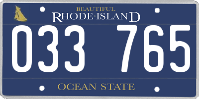 RI license plate 033765