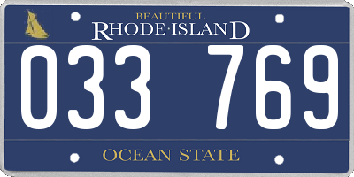 RI license plate 033769