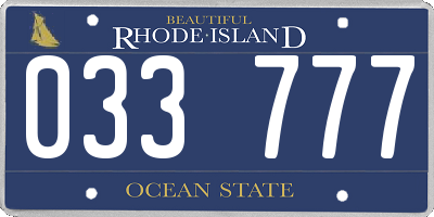 RI license plate 033777