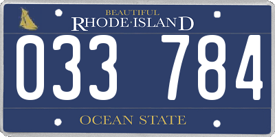 RI license plate 033784