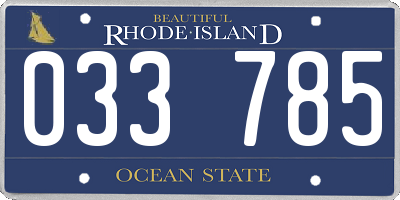 RI license plate 033785