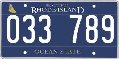 RI license plate 033789