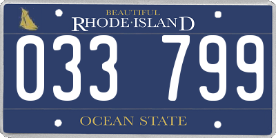 RI license plate 033799