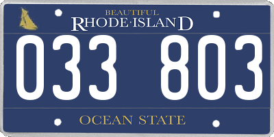 RI license plate 033803